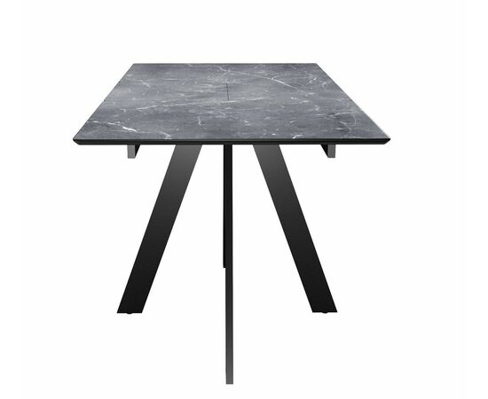 Стол DikLine DKD140, керамика 140(180)х80, мрамор серый матовый, опоры черные (2 уп.), изображение 5 | Интернет магазин мебели и декора LifeDekor