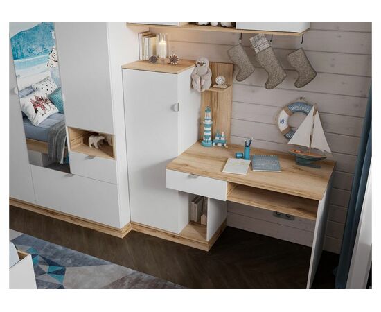 Компьютерный стол Джидда 1500 белый / дуб делано, изображение 6 | Интернет магазин мебели и декора LifeDekor