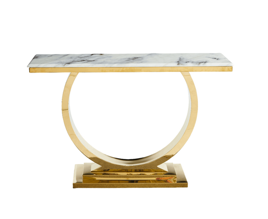 Стол-консоль Лира IST-806,120х40х76 см, небесный белый/золотой, изображение 2 | Интернет магазин мебели и декора LifeDekor