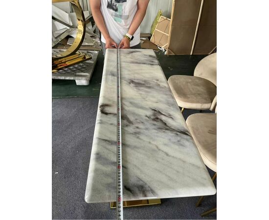 Стол-консоль Лира IST-806,120х40х76 см, светло-серый/золотой, изображение 3 | Интернет магазин мебели и декора LifeDekor