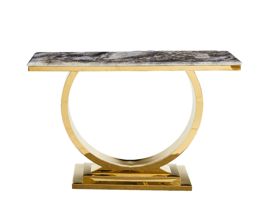 Стол-консоль Лира IST-806,120х40х76 см, темно-серый/золотой, изображение 3 | Интернет магазин мебели и декора LifeDekor