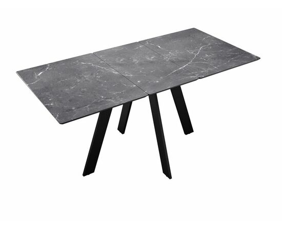 Стол DikLine DKD120, керамика 120(160)х80, мрамор серый матовый, опоры черные (2 уп.), изображение 6 | Интернет магазин мебели и декора LifeDekor
