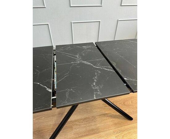 Стол керамический Alfa 120-165*80*76 черный мрамор/черный, изображение 10 | Интернет магазин мебели и декора LifeDekor