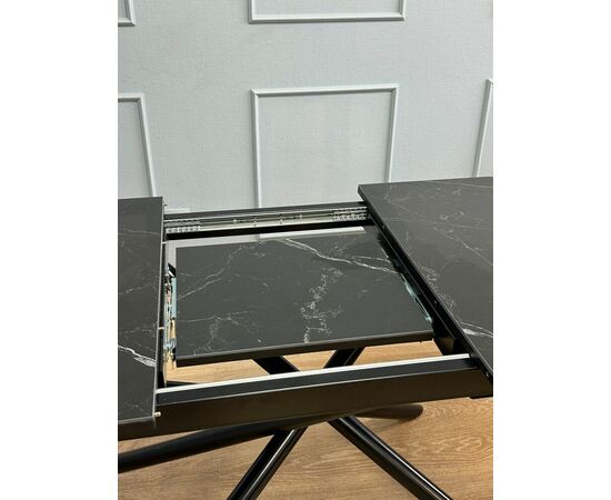 Стол керамический Alfa 120-165*80*76 черный мрамор/черный, изображение 11 | Интернет магазин мебели и декора LifeDekor