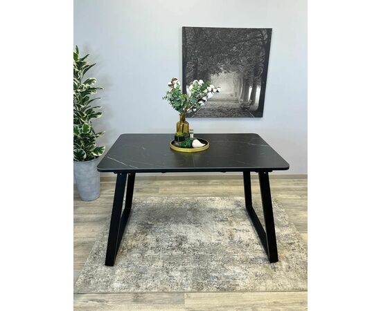 Стол керамический Vavilon 120-160*80*76 черный мрамор/черный, изображение 2 | Интернет магазин мебели и декора LifeDekor