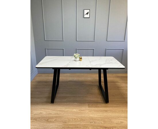 Стол керамический Vavilon 120-160*80*76 белый мрамор/черный, изображение 4 | Интернет магазин мебели и декора LifeDekor