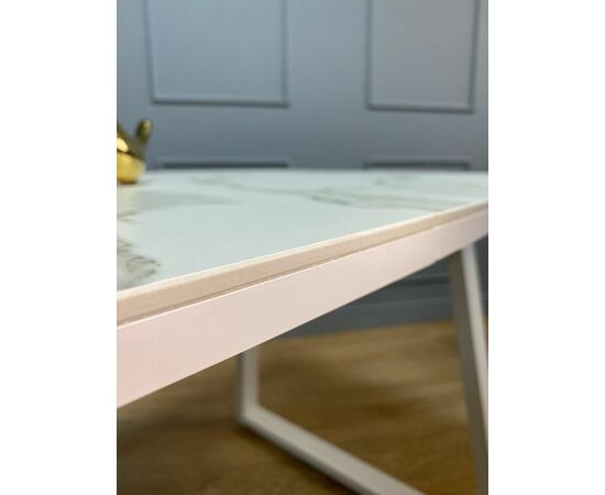 Стол керамический Vavilon 140-180*80*76 белый мрамор/белый, изображение 13 | Интернет магазин мебели и декора LifeDekor