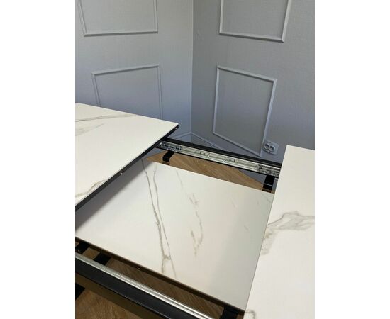 Стол керамический Vavilon 120-160*80*76 белый мрамор/черный, изображение 7 | Интернет магазин мебели и декора LifeDekor