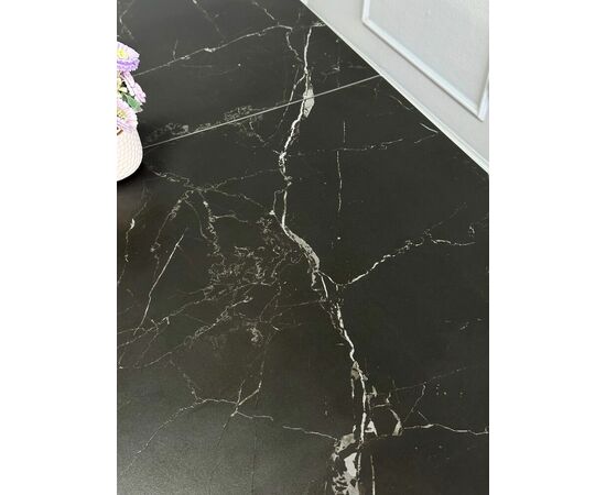 Стол керамический Alfa 120-165*80*76 черный мрамор/черный, изображение 8 | Интернет магазин мебели и декора LifeDekor