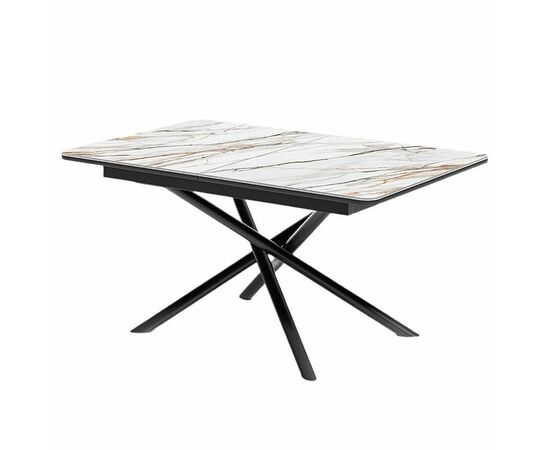 Стол керамический Alfa 120-165*80*76 бежевый мрамор/черный | Интернет магазин мебели и декора LifeDekor