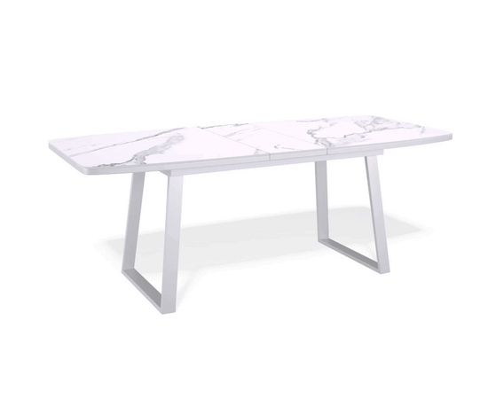 Стол керамический Vavilon 140-180*80*76 белый мрамор/белый, изображение 2 | Интернет магазин мебели и декора LifeDekor