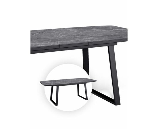 Стол керамический Vavilon 140-180*80*76 черный мрамор/черный, изображение 2 | Интернет магазин мебели и декора LifeDekor