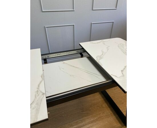 Стол керамический Vavilon 120-160*80*76 белый мрамор/черный, изображение 8 | Интернет магазин мебели и декора LifeDekor