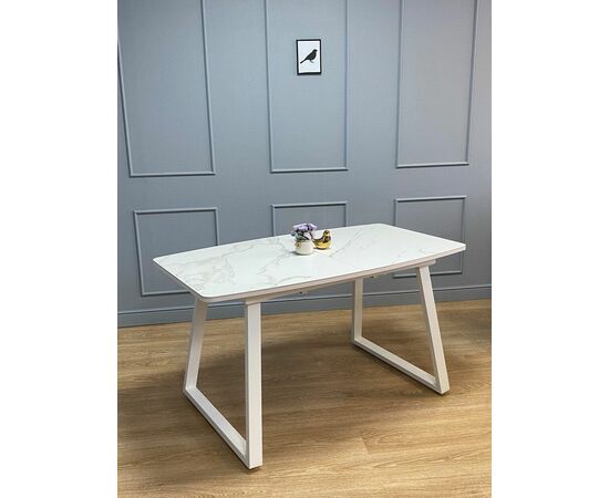 Стол керамический Vavilon 140-180*80*76 белый мрамор/белый, изображение 5 | Интернет магазин мебели и декора LifeDekor