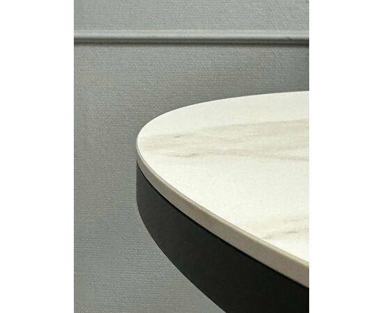 Стол овальный керамический Avilon 110-155*0*76 белый мрамор/черный, изображение 3 | Интернет магазин мебели и декора LifeDekor