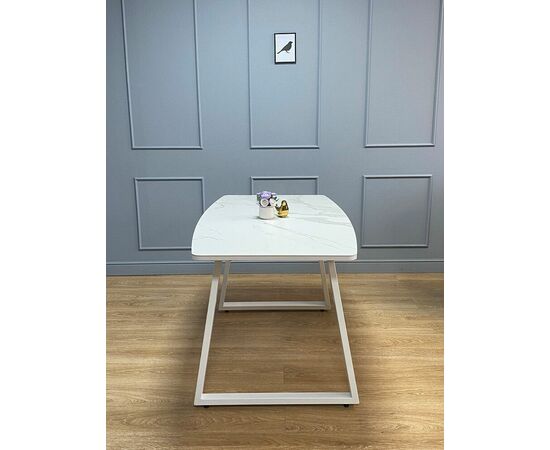 Стол керамический Vavilon 140-180*80*76 белый мрамор/белый, изображение 7 | Интернет магазин мебели и декора LifeDekor