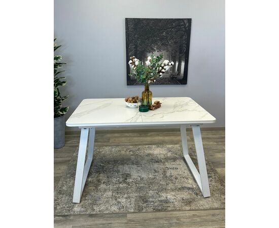 Стол керамический Vavilon 160-240*90 белый мрамор/белый, изображение 5 | Интернет магазин мебели и декора LifeDekor