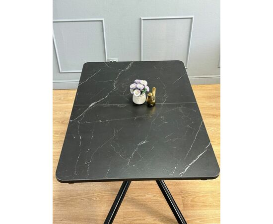 Стол керамический Alfa 120-165*80*76 черный мрамор/черный, изображение 9 | Интернет магазин мебели и декора LifeDekor