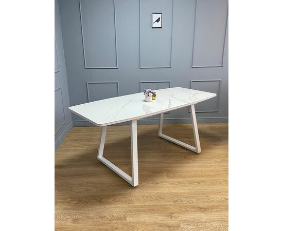 Стол керамический Vavilon 140-180*80*76 белый мрамор/белый, изображение 4 | Интернет магазин мебели и декора LifeDekor