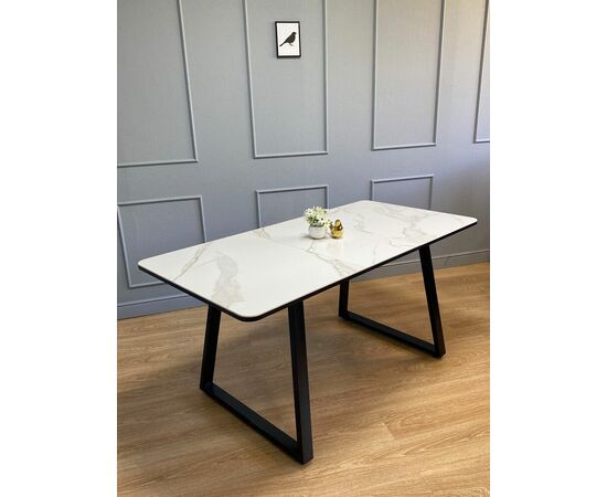 Стол керамический Vavilon 120-160*80*76 белый мрамор/черный, изображение 2 | Интернет магазин мебели и декора LifeDekor