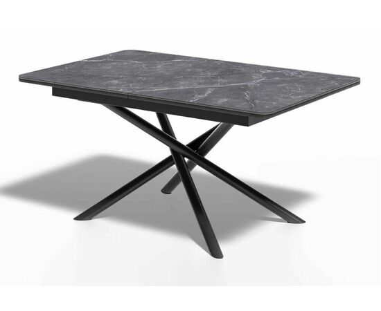 Стол керамический Alfa 120-165*80*76 черный мрамор/черный | Интернет магазин мебели и декора LifeDekor