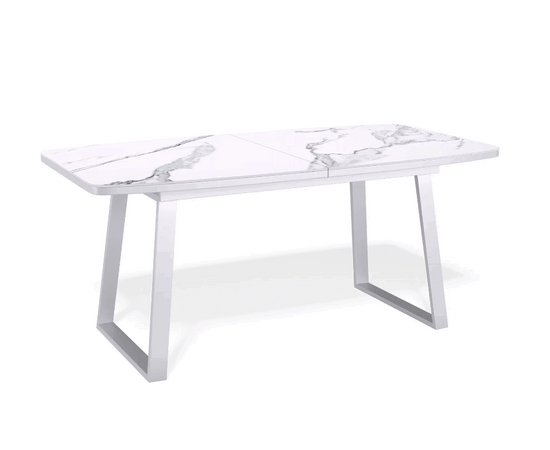 Стол керамический Vavilon 140-180*80*76 белый мрамор/белый | Интернет магазин мебели и декора LifeDekor