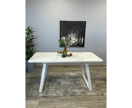 Стол керамический Vavilon 160-240*90 белый мрамор/белый, изображение 4 | Интернет магазин мебели и декора LifeDekor