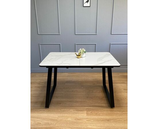 Стол керамический Vavilon 120-160*80*76 белый мрамор/черный, изображение 3 | Интернет магазин мебели и декора LifeDekor