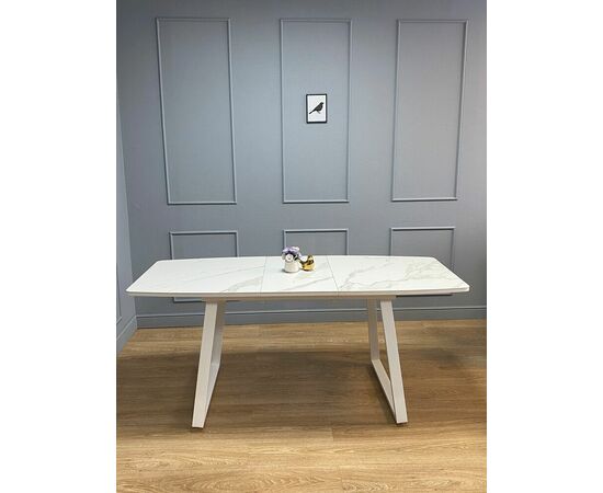 Стол керамический Vavilon 140-180*80*76 белый мрамор/белый, изображение 3 | Интернет магазин мебели и декора LifeDekor