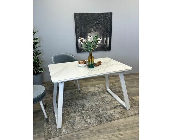 Стол керамический Vavilon 160-240*90 белый мрамор/белый, изображение 10 | Интернет магазин мебели и декора LifeDekor