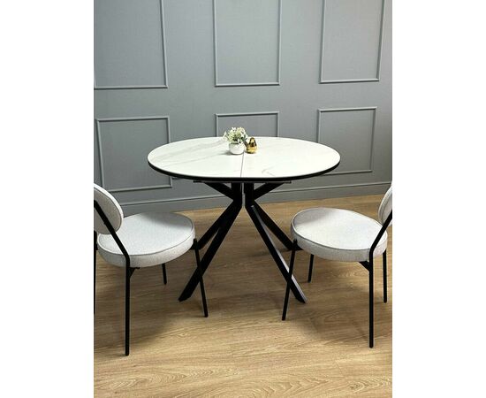 Стол овальный керамический Avilon 110-155*0*76 белый мрамор/черный, изображение 5 | Интернет магазин мебели и декора LifeDekor