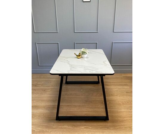 Стол керамический Vavilon 120-160*80*76 белый мрамор/черный, изображение 6 | Интернет магазин мебели и декора LifeDekor