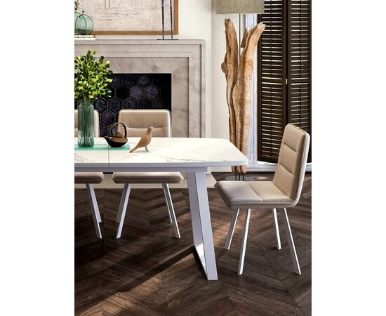 Стол керамический Vavilon 160-240*90 белый мрамор/белый, изображение 12 | Интернет магазин мебели и декора LifeDekor