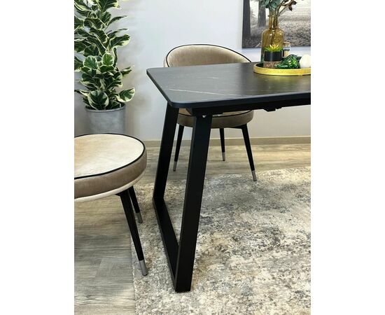 Стол керамический Vavilon 120-160*80*76 черный мрамор/черный, изображение 8 | Интернет магазин мебели и декора LifeDekor