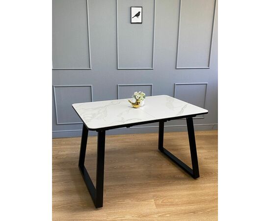 Стол керамический Vavilon 120-160*80*76 белый мрамор/черный, изображение 5 | Интернет магазин мебели и декора LifeDekor