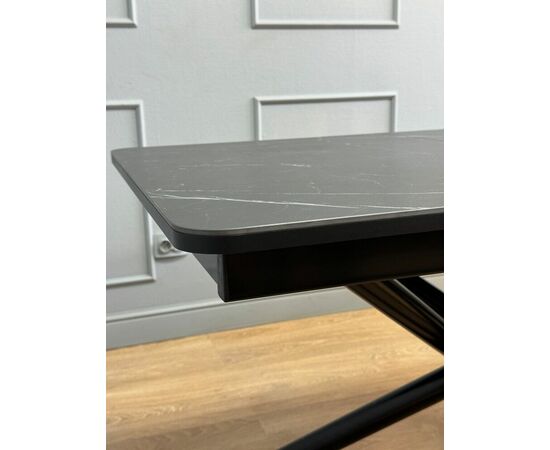 Стол керамический Alfa 120-165*80*76 черный мрамор/черный, изображение 4 | Интернет магазин мебели и декора LifeDekor