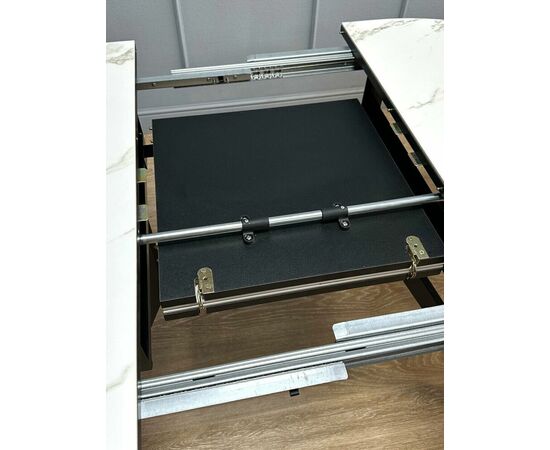 Стол овальный керамический Avilon 110-155*0*76 белый мрамор/черный, изображение 7 | Интернет магазин мебели и декора LifeDekor