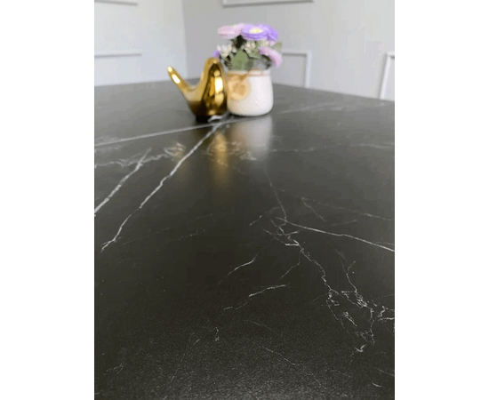 Стол керамический Vavilon 140-180*80*76 черный мрамор/черный, изображение 7 | Интернет магазин мебели и декора LifeDekor