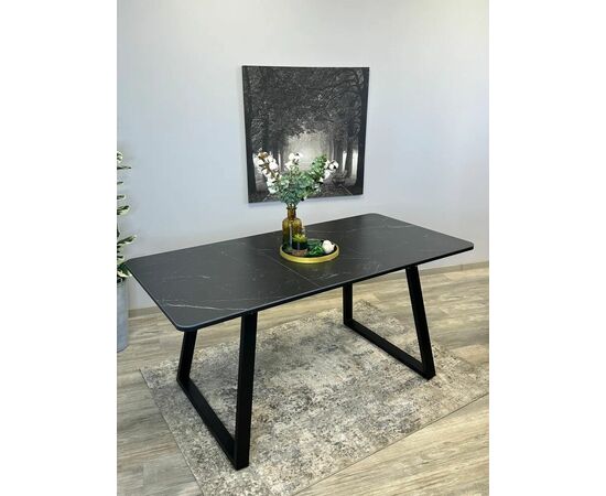 Стол керамический Vavilon 120-160*80*76 черный мрамор/черный, изображение 4 | Интернет магазин мебели и декора LifeDekor