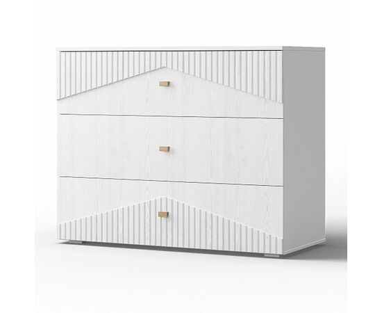 Комод «Оливия» 3Я КМК 0971.19, белый/ясень белый текстурный, изображение 2 | Интернет магазин мебели и декора LifeDekor