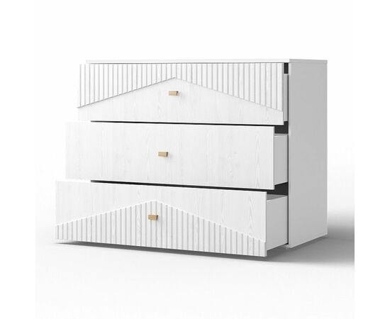 Комод «Оливия» 3Я КМК 0971.19, белый/ясень белый текстурный, изображение 3 | Интернет магазин мебели и декора LifeDekor