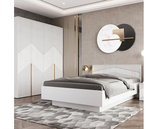 Кровать "Оливия Р" с ПМ КМК 0971.23, белый/ясень белый текстурный, изображение 3 | Интернет магазин мебели и декора LifeDekor