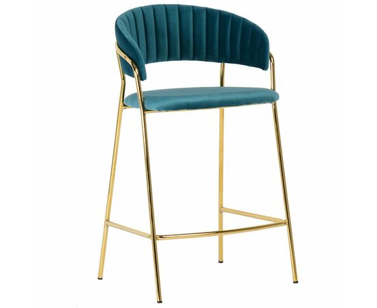 Комплект из 2-х стульев полубарных Turin бирюзовый с золотыми ножками, изображение 2 | Интернет магазин мебели и декора LifeDekor