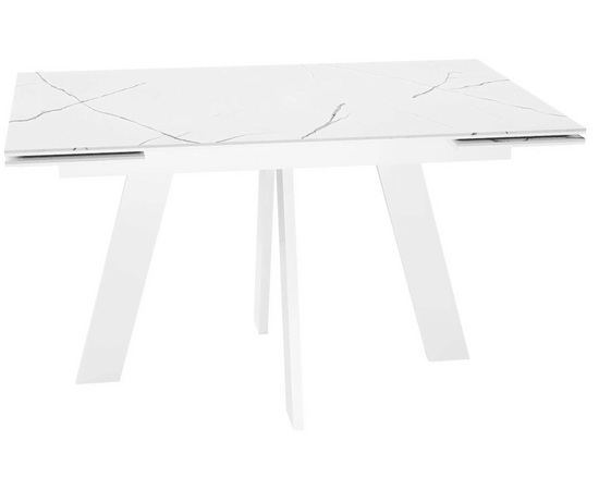 Стол DikLine SKM140 Керамика Белый мрамор/подстолье белое/опоры белые (2 уп.) | Интернет магазин мебели и декора LifeDekor