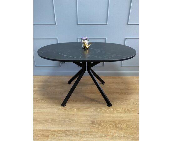 Стол овальный керамический Avilon 130-175*90*76 черный мрамор/черный, изображение 5 | Интернет магазин мебели и декора LifeDekor