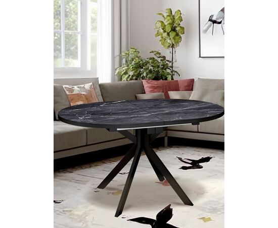 Стол овальный керамический Avilon 130-175*90*76 черный мрамор/черный, изображение 3 | Интернет магазин мебели и декора LifeDekor