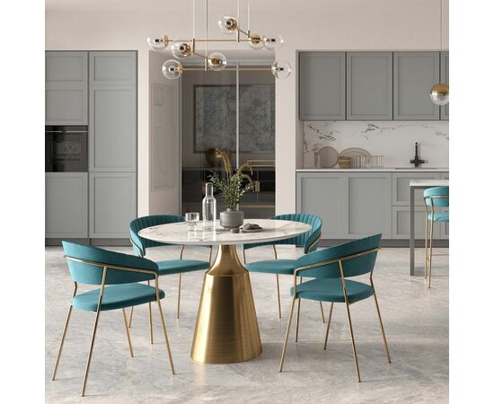 Комплект из 4-х стульев Turin синий, золотые ножки, изображение 10 | Интернет магазин мебели и декора LifeDekor