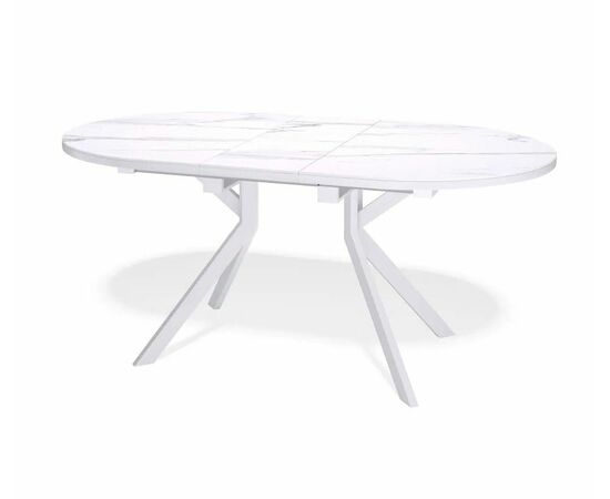 Стол овальный керамический Avilon 130-175*90*76 белый мрамор/белый, изображение 2 | Интернет магазин мебели и декора LifeDekor