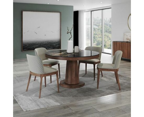 Стол круглый обеденный Bilbo 110, керамика глянцевая черная | Интернет магазин мебели и декора LifeDekor