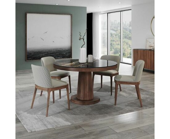 Стол круглый обеденный Bilbo 110, керамика глянцевая черная, изображение 3 | Интернет магазин мебели и декора LifeDekor